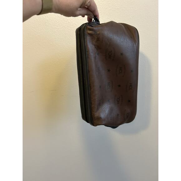Vintage HCL Mens Toiletry Handcrafted Leather Monogram Travel Bag Shave Kit RARE - Picture 10 of 16